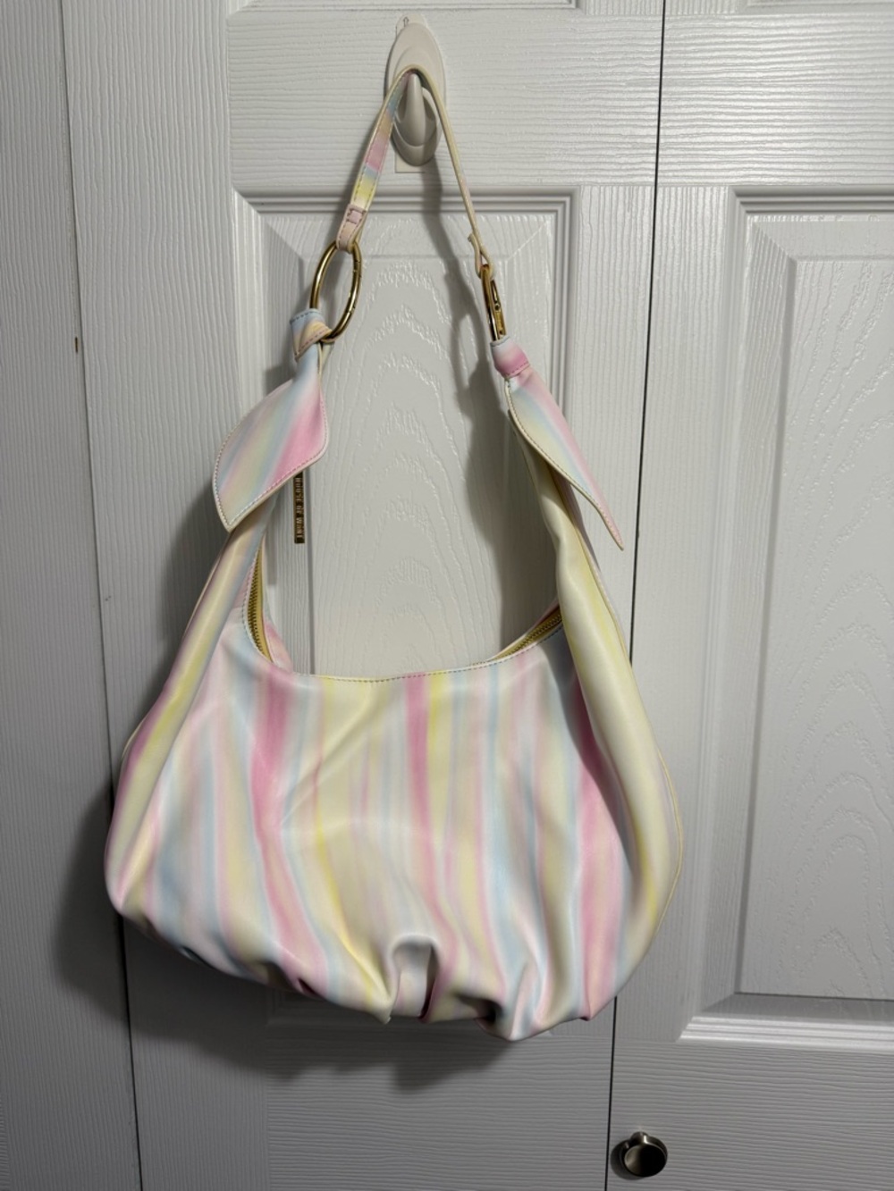 House of Want Pastel Stripe Hobo Bag - vegan leather